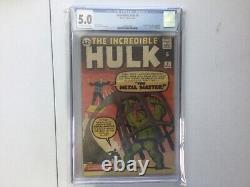 Incredible Hulk 6 CGC 5.0 Off WH/WH 1963 Steve Ditko Stan Lee Metal Master