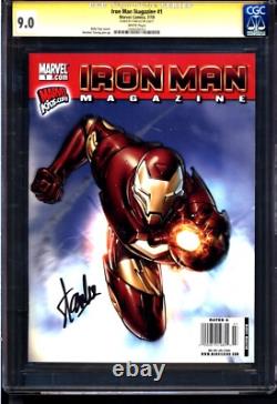 Iron Man Magazine #1 (2010) CGC 9.0 - White pages Signed (SS) by Stan Lee