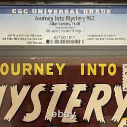 JOURNEY INTO MYSTERY #62 MARVEL COMICS 1960 CGC 5.5 OWithW PAGE 1ST HULK PROTOTYPE