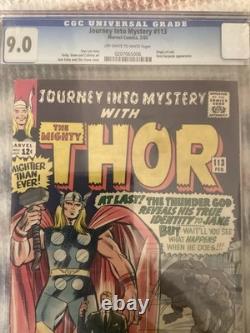 Journey Into Mystery 113 CGC 9.0 Origin Of Loki, Classic Kirby Cover, Stan Lee
