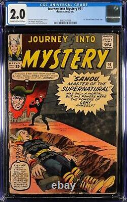 Journey Into Mystery #91 CGC 2.0 Marvel 1963 Stan Lee Steve Ditko 3rd Loki app