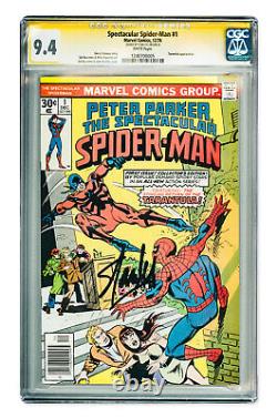 MARVEL 1976 SPECTACULAR SPIDER-MAN 1? KEY CGC 9.4 White Pages? SIGNED STAN LEE