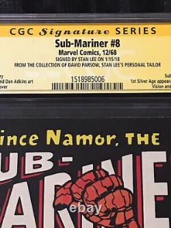 Marvel 1968 Sub-Mariner #8 CGC 7.5 Stan Lee SIGNED from David Parsow Collection