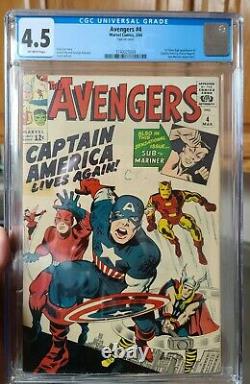Marvel AVENGERS #4 CGC 4.5 Off White (OW) Pages First Silver Age Captain America