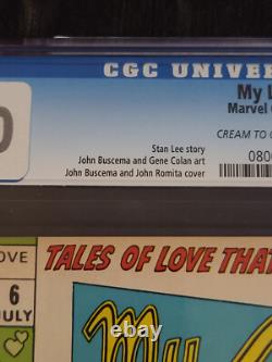 Marvel Comics 1970 My Love #6 CGC 9.0 VFNM Stan Lee Romance Stories