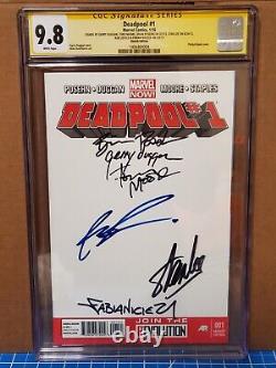 Marvel Deadpool 1 Sketch Cover CGC 9.8 SS x 6 Stan Lee, Rob Liefeld, Tony Moore