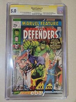 Marvel Feature #1 CGC 5.0 SS Signed STAN LEE 1st Appearance of Defenders 1971