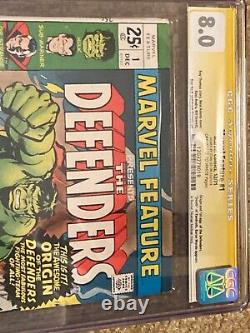 Marvel Feature #1 CGC Signed 1971 1st Defenders! Stan Lee Signature! Hulk Namor