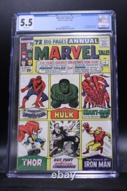 Marvel Tales (1964) #1 CGC 5.5 White Pages 1st Spider-Man Hulk Iron Man Thor &