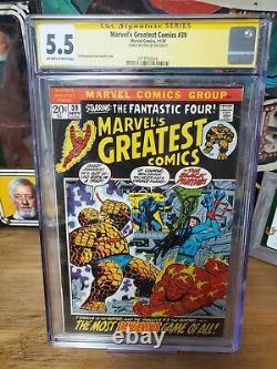 Marvel's Greatest Comics #39 CGC 5.5 SS Signed Stan Lee Fantastic Four T'Challa