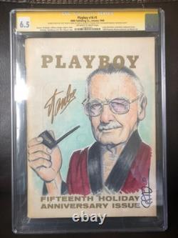 Playboy Vol16 #1 CGC Stan Lee SIGNED Scott Blair SKETCH Hugh Hefner HOMAGE 1969