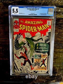 Rare White Pages! Amazing Spider-Man #2 CGC 5.5 1st Vulture