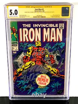 SIGNED Robert Downey Jr + Stan Lee THE INVINCIBLE IRON MAN 1 1st CGC ss RDJ 1968