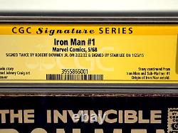 SIGNED Robert Downey Jr + Stan Lee THE INVINCIBLE IRON MAN 1 1st CGC ss RDJ 1968