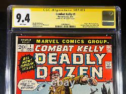 SIGNED Stan Lee COMBAT KELLY and the DEADLY DOZEN #1 1972 cgc 9.4 SS NM 1st