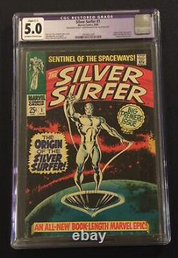 SILVER SURFER #1 Comic Book Restored Grade CGC 5.0 ORIGIN Marvel 1968 Stan Lee