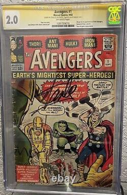 STAN LEE Signed 1963 AVENGERS #1 SS Marvel Comics CGC 2.0 VG+ Signature Series