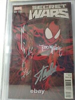 Secret Wars #1 Red Legacy Edition CGC SS Spider-Man #1 cover Homage Stan Lee SIG