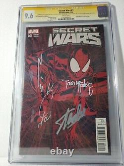 Secret Wars #1 Red Legacy Edition CGC SS Spider-Man #1 cover Homage Stan Lee SIG