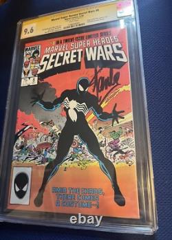 Secret Wars #8 Signed by Stan Lee 1st Black Costume CGC 9.6 NM