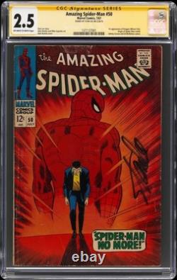 Signed Stan Lee Spider-Man #50 Marvel Comics July 1967 Iconic Cover Auto CGC 2.5