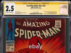 Signed Stan Lee Spider-Man #50 Marvel Comics July 1967 Iconic Cover Auto CGC 2.5