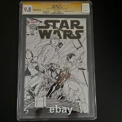 Signed Stan Lee Star Wars #1 Cgc 9.8 White Pages Quesada Sketch Cover