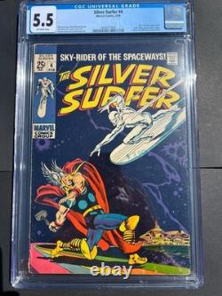 Silver Surfer 4 1969 Marvel Comics CGC F- 5.5 Classic Cover Battling Thor