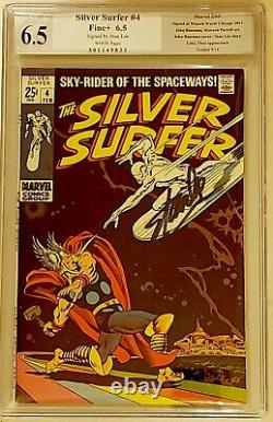 Silver Surfer#4 1st Thor Vs Surfer PGX (Not CGC) SS 6.5 Signed By Stan Lee