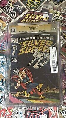 Silver Surfer #4? CGC 5.5 SS? SIGNED BY STAN LEE White/Off-whitepages? BRILLIANT