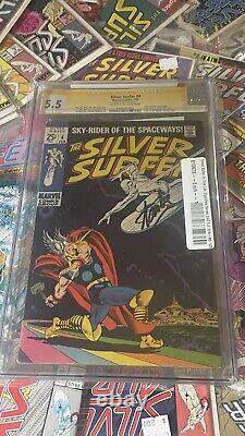 Silver Surfer #4? CGC 5.5 SS? SIGNED BY STAN LEE White/Off-whitepages? BRILLIANT