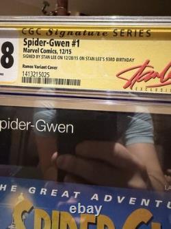 Spider-gwen #1 (2015) CGC 9.8 White! Hip Hop Variant! Signed by Stan Lee