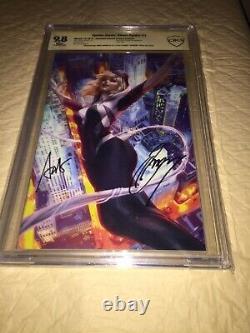 Spider-gwen Ghost Spider #1 Virgin 9.8 Ss Signed Stan Lee Artgerm & Gerry Conway