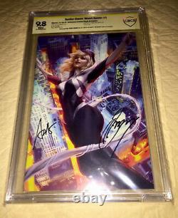 Spider-gwen Ghost Spider #1 Virgin 9.8 Ss Signed Stan Lee Artgerm & Gerry Conway