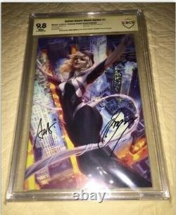 Spider-gwen Ghost Spider #1 Virgin 9.8 Ss Signed Stan Lee Artgerm & Gerry Conway