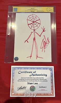 Stan Lee Spider-Man Doodle Sketched & Signed by Stan Lee! CGC! Marvel Very Rare