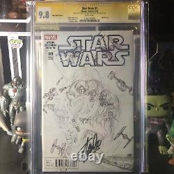 Star Wars # 1 Cgc 9.8 Alex Ross 1200 Sketch Cover Signed By Stan Lee