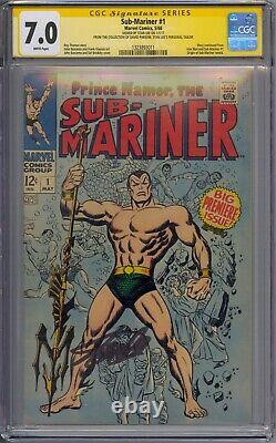 Sub-mariner #1 Cgc 7.0 Ss Signed Stan Lee David Parsow Collection White Pages