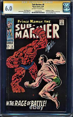Sub-mariner #8 Cgc 6.0 Oww Ss Stan Lee Signed Classic Cover Cgc #1206545014
