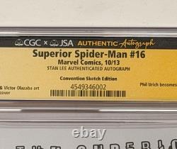 Superior Spider-Man #16 CGCxJSA SS 9.8 Stan Lee Signed Sketch Variant Signature