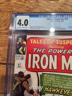 Tales Of Suspense 57 CGC 4.0 OWithWP 1st Hawkeye Stan Lee Black Widow Marvel 1964