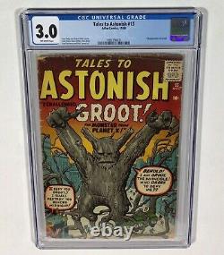 Tales to Astonish #13 CGC 3.0 KEY! (1st GROOT! Jack Kirby!) 1960 Atlas/Marvel