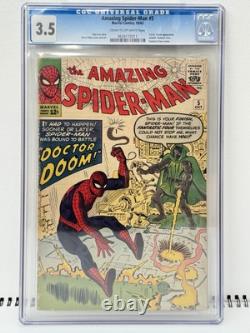 The Amazing Spider-Man #5 3.5 CGC Graded. 1st Dr. Doom Appearance! Marvel 1963