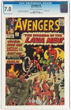 The Avengers #5 (Nov 1964, Marvel Comics) CGC 7.0 FN/VF Hulk appearance