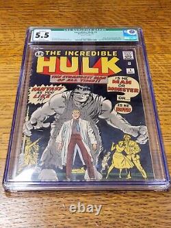 The Incredible Hulk #1 Marvel Comics, 1962 CGC 5.5 White Pages