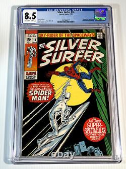 The SILVER SURFER 14 CGC 8.5 VF+ Marvel 1970 Spider-Man Appearance Stan Lee