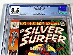 The SILVER SURFER 14 CGC 8.5 VF+ Marvel 1970 Spider-Man Appearance Stan Lee