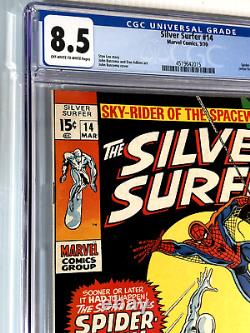 The SILVER SURFER 14 CGC 8.5 VF+ Marvel 1970 Spider-Man Appearance Stan Lee