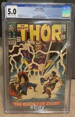 Thor #129 CGC 5.0 Blue Label OWithWH Pages 1966 Stan Lee 1st App Ares Marvel KEY