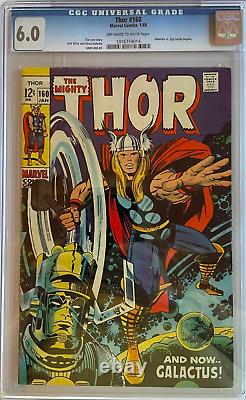 Thor #160, 01/1969. Marvel Comics. Cgc 6.0/fn. Galactus Vs. Ego Battle Begins